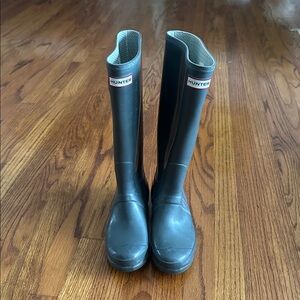 Hunter Original Gloss Tall Rain Boots Grey SZ 6M/7F